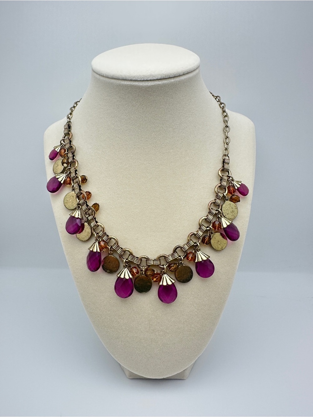 Statement Purple Teardrop Charm Necklace